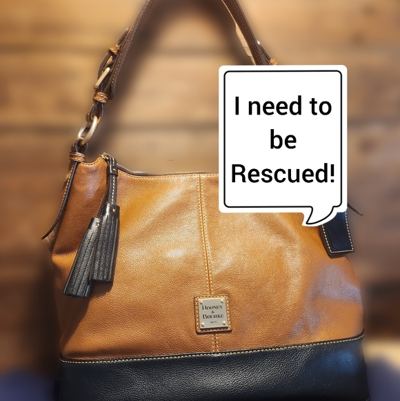 Dooney & Bourke Handbags - Dooney & Bourke Brown & Black Leather Hobo Bag Needs TLC